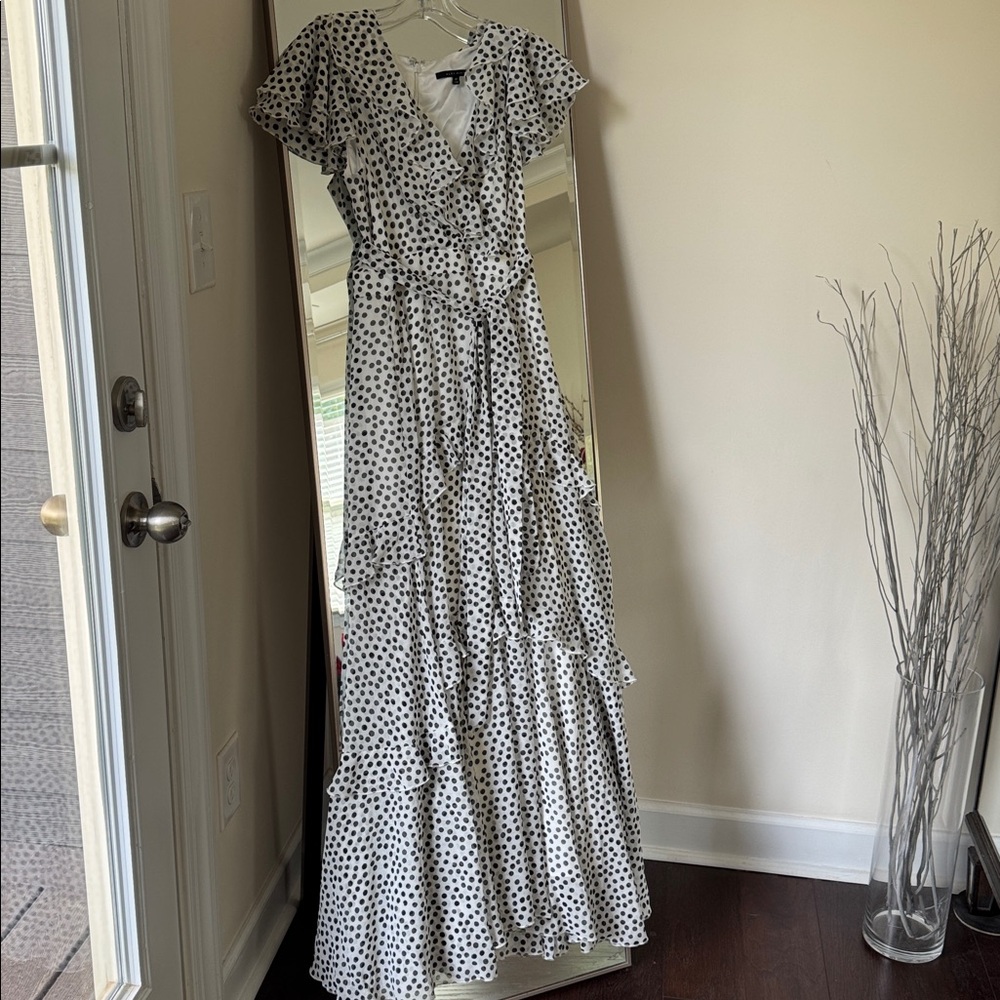 Alex Marie Monochrome Polka Dot Ruffle Dress